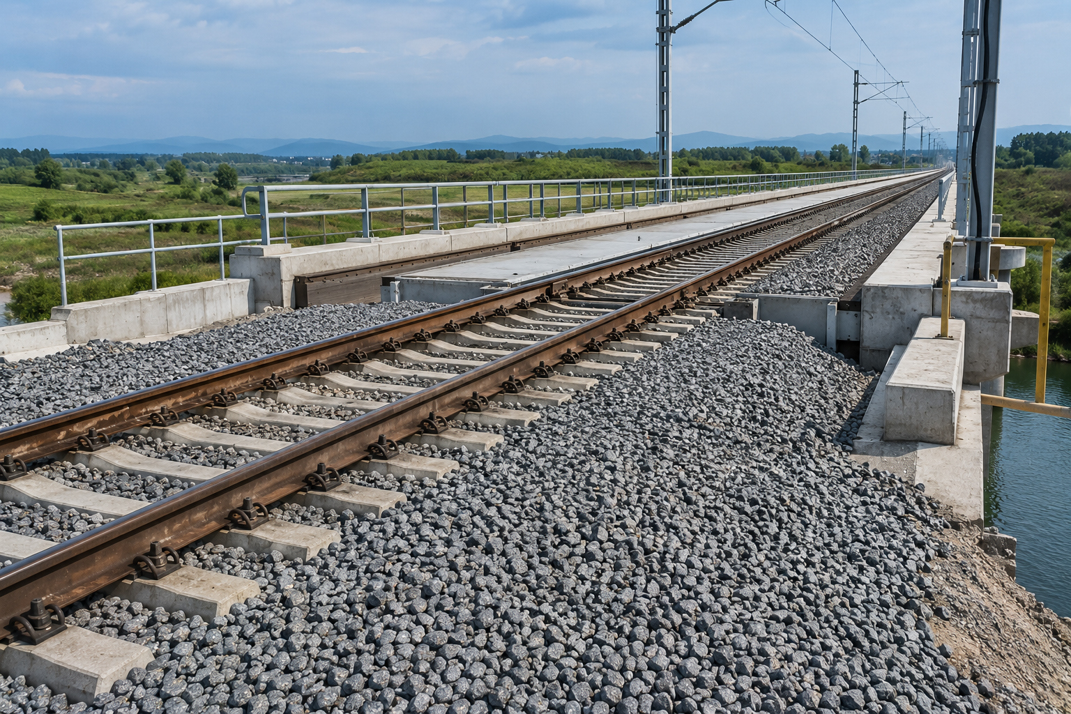 Railway bridge transition zone ballast