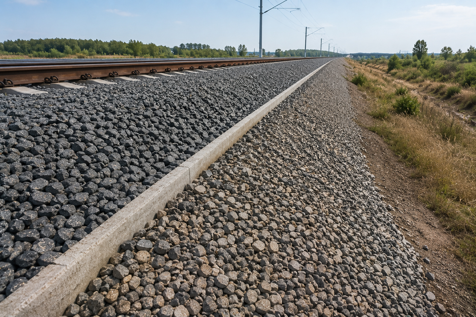 Railway ballast shoulder and slope