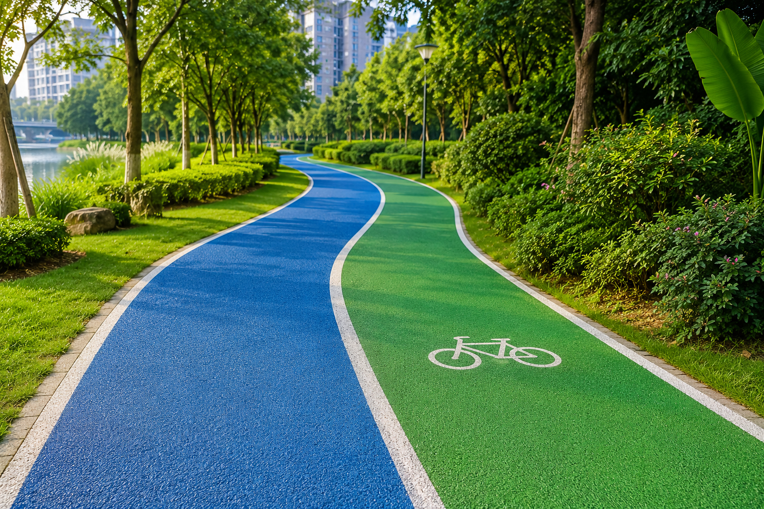 Colored decorative park path