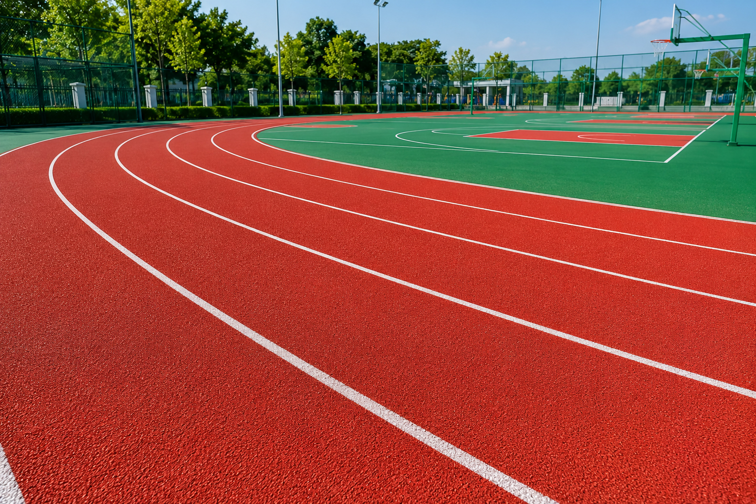 Colored anti-slip sports track