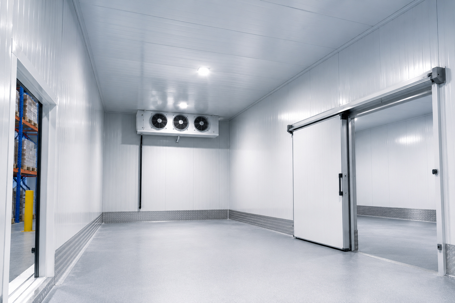 Cold-storage room built from steel-faced insulated panels