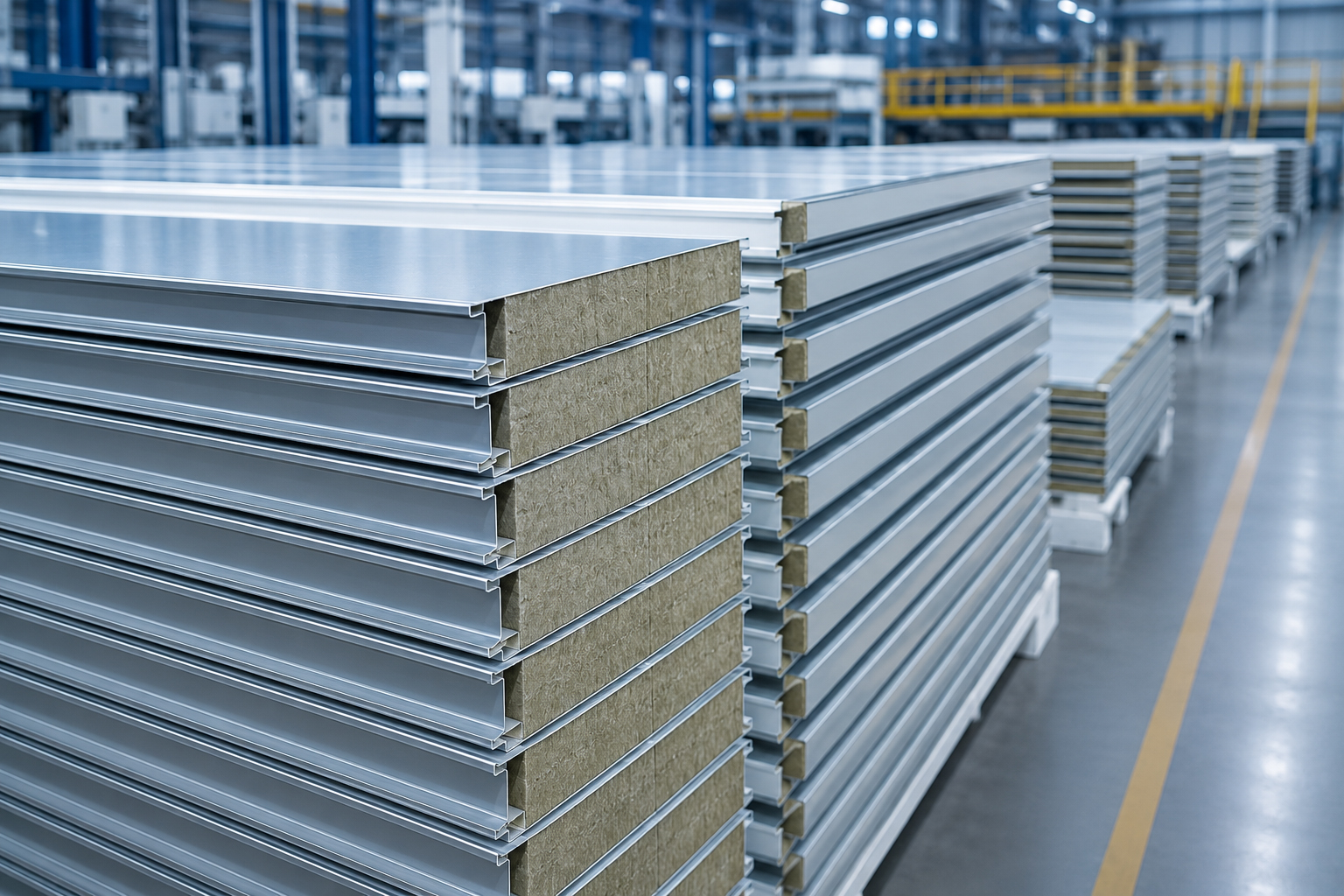 Insulated metal sandwich panels with steel facings