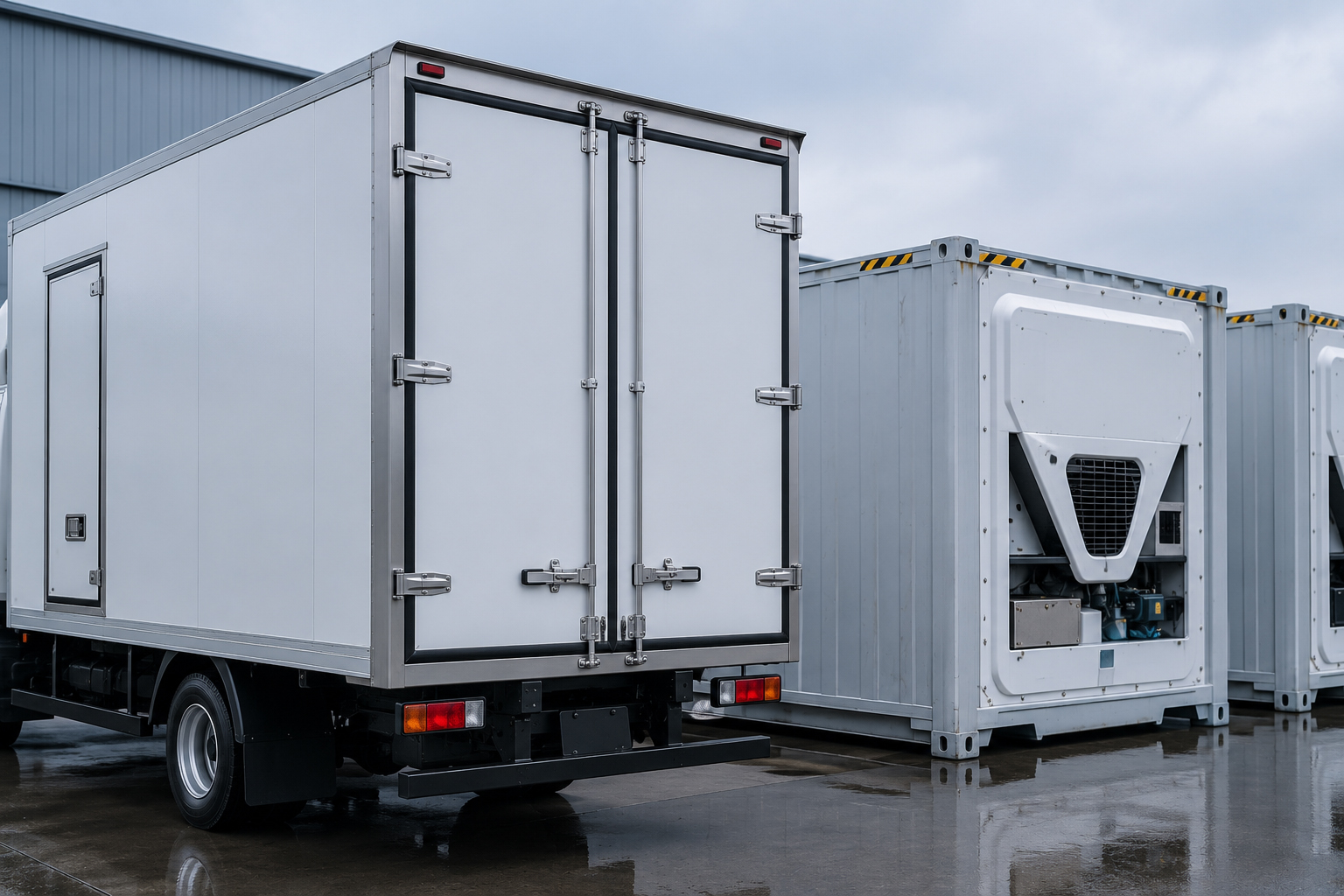 Refrigerated truck body and containers from bonded metal panels