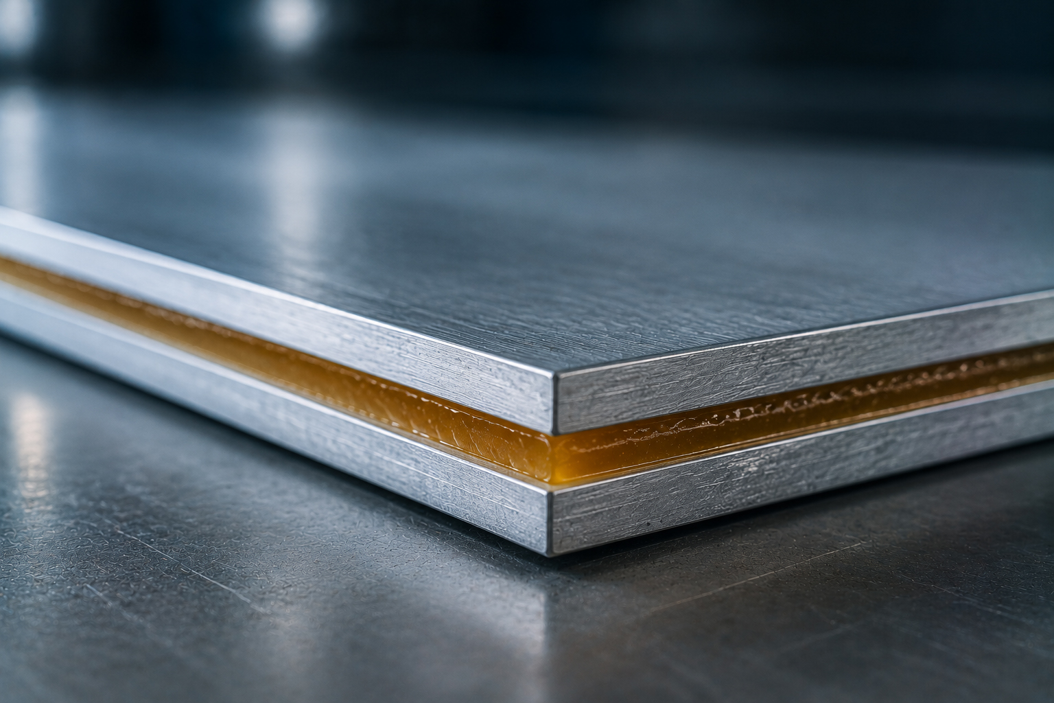 Two metal sheets bonded with a PUGLUE polyurethane adhesive glue line