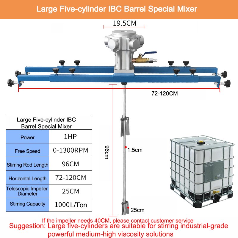 Large five-cylinder IBC barrel pneumatic mixer