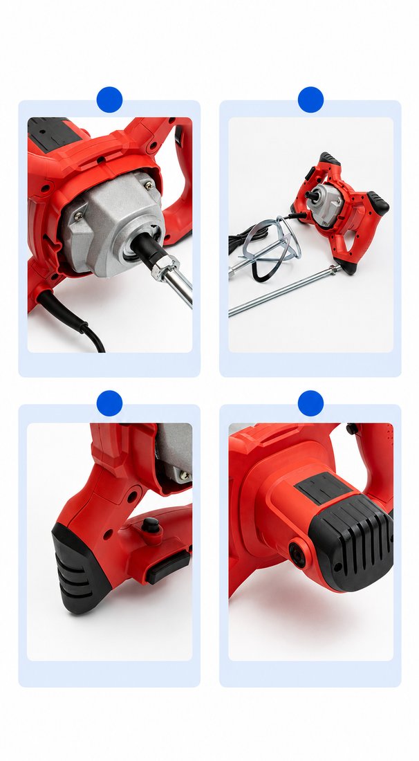 Build detail: chuck, paddles, grip and motor housing