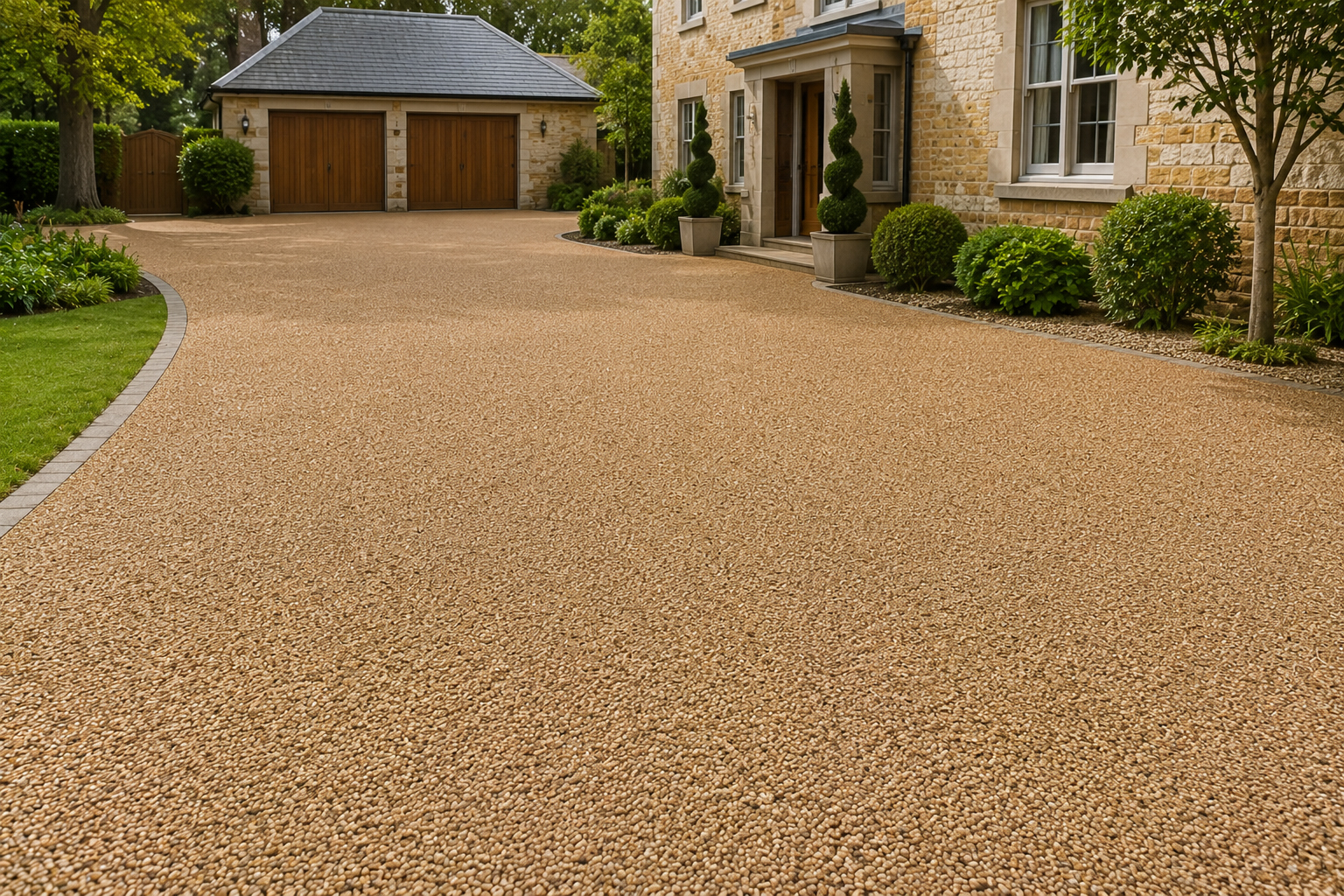Resin-bound aggregate driveway