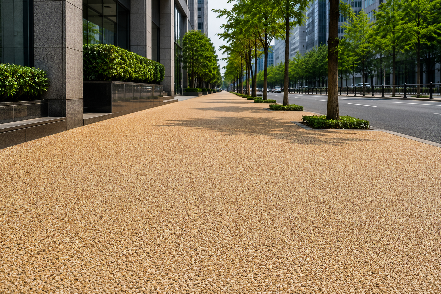 Resin-bound permeable sidewalk