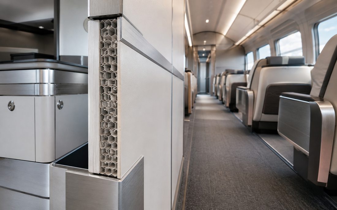 Aluminum / Nomex honeycomb panels for aerospace and rail interiors