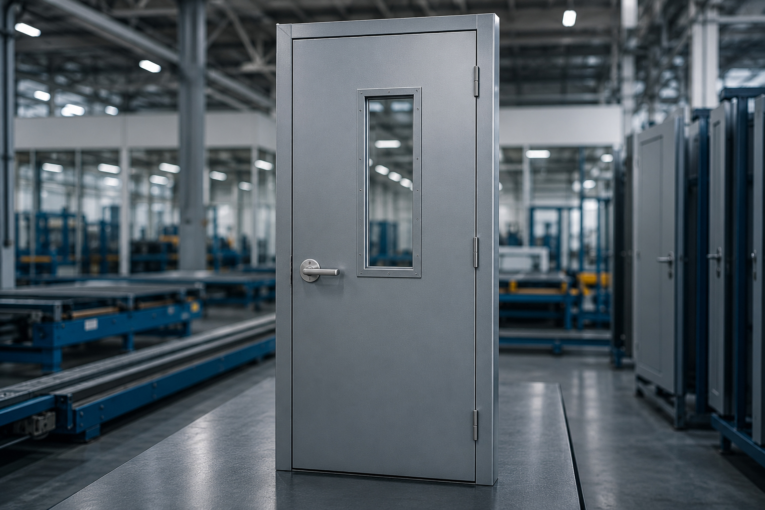 Steel fire door bonded with PUGLUE MPU-20 adhesive