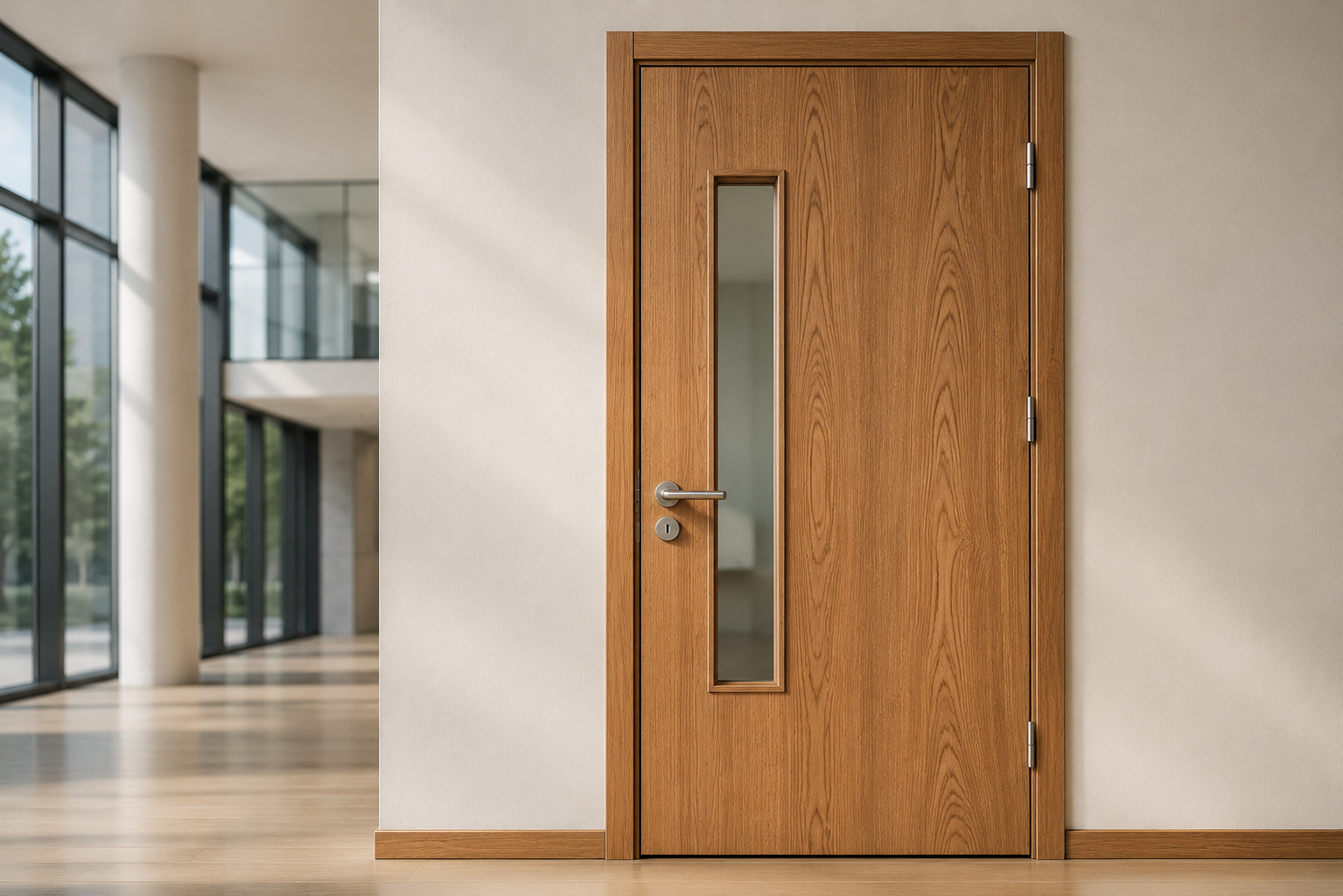 Wooden fire door bonded with PUGLUE fire-door adhesive